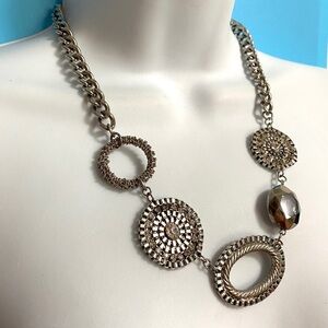 Simply Vera VERA YANG Jewelry Silver Tone Necklace Chunky Chain Rhinestones